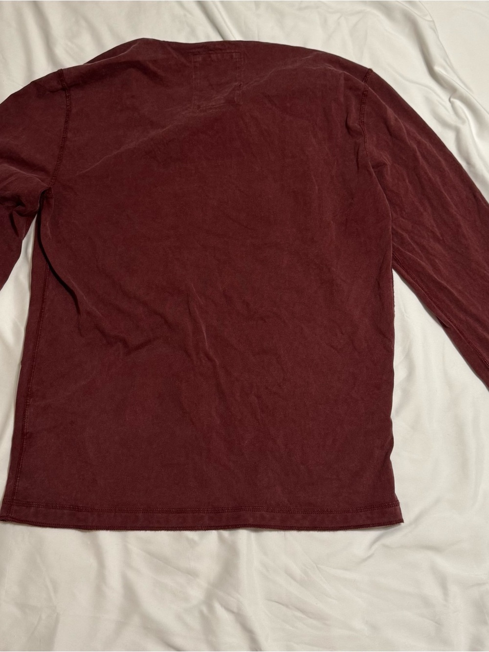 Hollister Men's Long-Sleeve Henley - Maroon with Yellow Logo - Picture 4 of 4